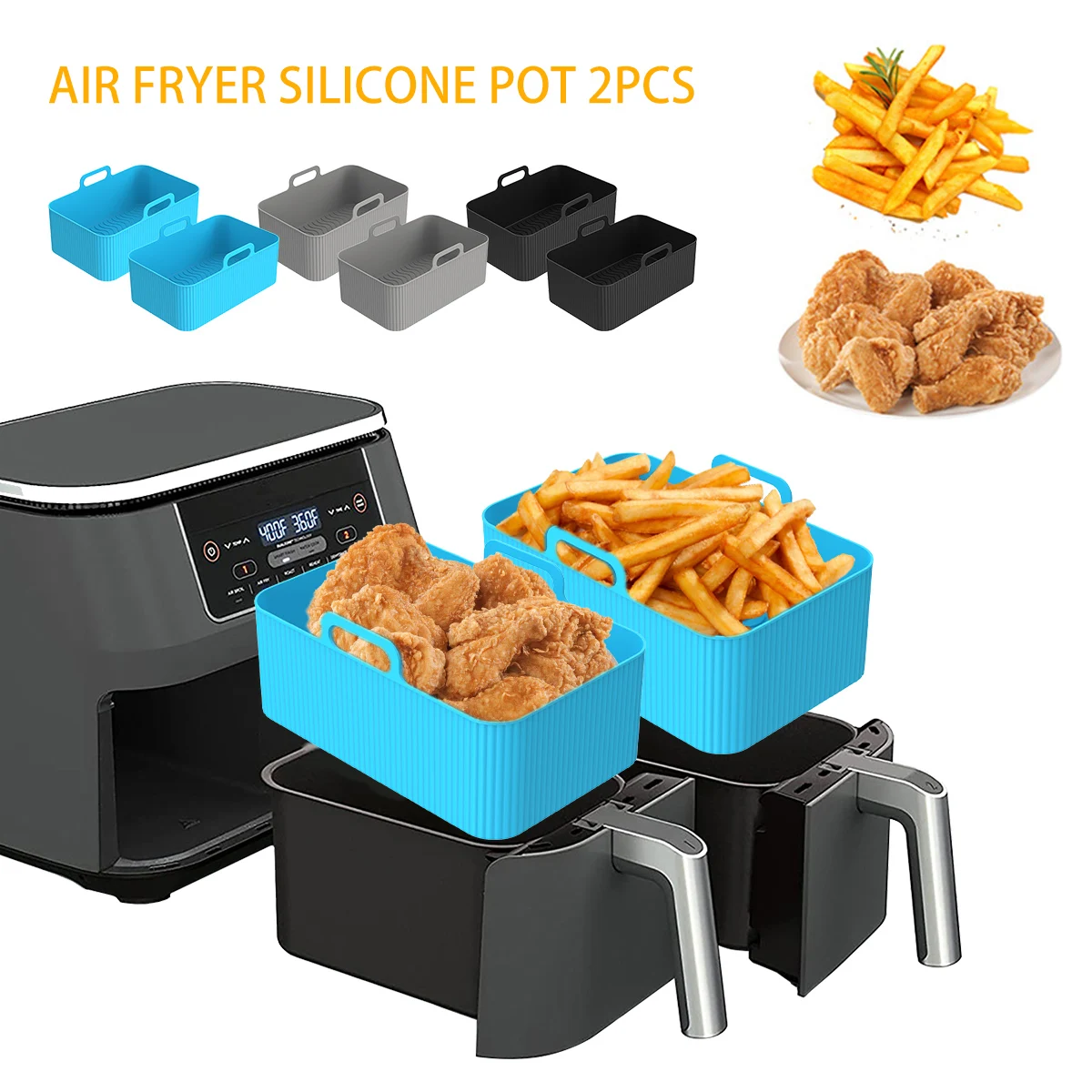 2Pcs Air Fryer Silicone Liner  - đánh giá và giá Air Fryer Silicone Pot Liner