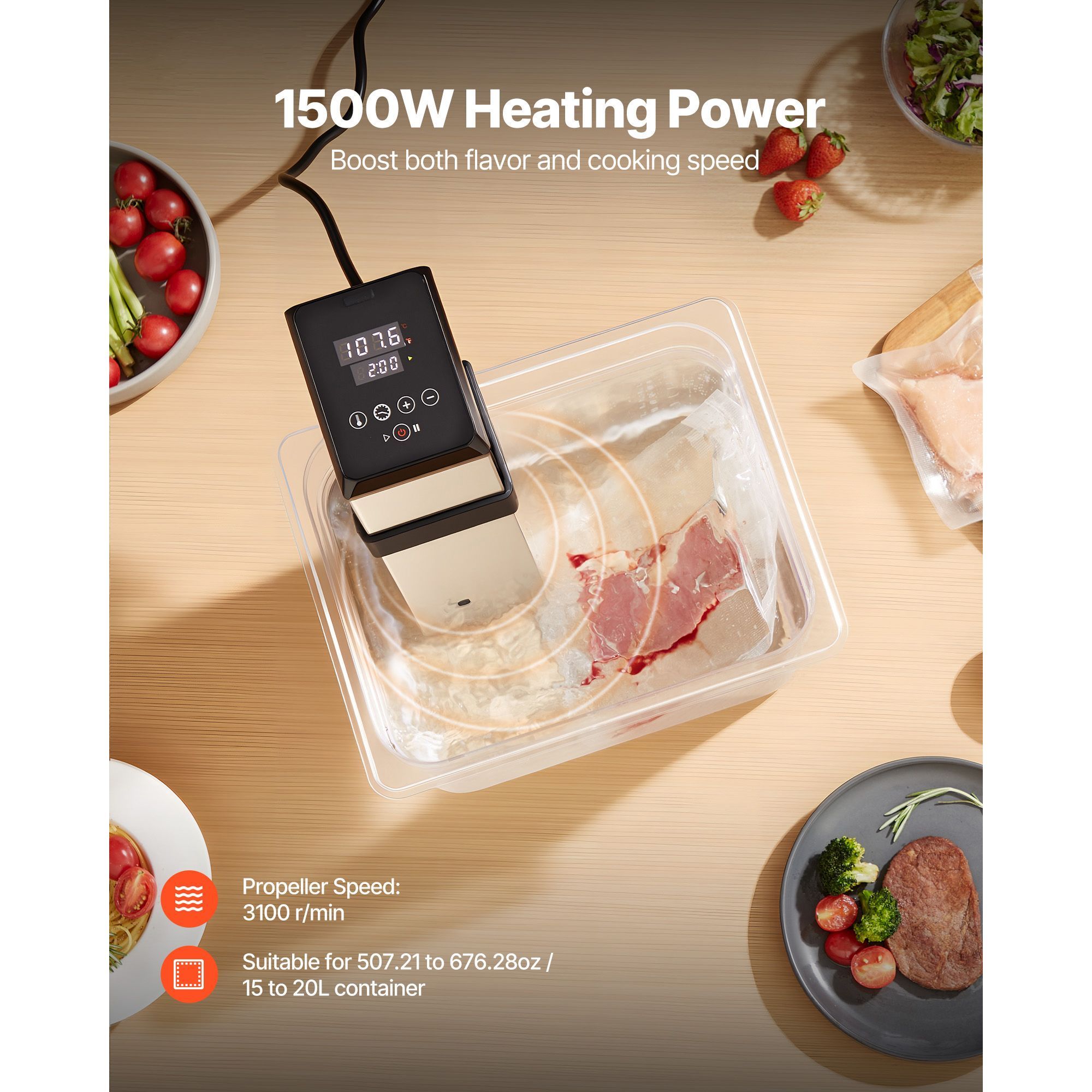 1500W Sous Vide for Precision  - đánh giá và giá Digital Sous Vide Precision Cooker